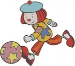 Jojos Circus Jojo Tickle Clown Portrait Drumming And Playing With Ball - Filled Embroidery Design - 3453