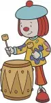 Jojos Circus Jojo Tickle Clown Portrait Drumming And Playing With Ball - Filled Embroidery Design - 3454