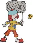 Jojos Circus Jojo Tickle Clown Portrait Badminton Juggling And With Net - Filled Embroidery Design - 3462