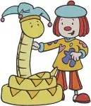 Jojos Circus Jojo Tickle Clown Juggling Abc Board With Giraffe And Friend - Filled Embroidery Design - 3466