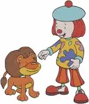 Jojos Circus Jojo Tickle Clown And Goliath The Lion Interactive Friendship Poses - Filled Embroidery Design - 3468