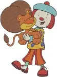 Jojos Circus Jojo Tickle Clown And Goliath The Lion Interactive Friendship Poses - Filled Embroidery Design - 3469