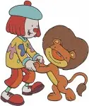 Jojos Circus Jojo Tickle Clown And Goliath The Lion Interactive Friendship Poses - Filled Embroidery Design - 3470