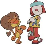 Jojos Circus Jojo Tickle Clown And Goliath The Lion Interactive Friendship Poses - Filled Embroidery Design - 3471