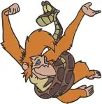Jungle Book King Louie Orangutan With Bananas Mirror And Playful Character Poses - Filled Embroidery Design - 3506