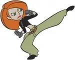 Kim Possible Heroine Various Action Poses Kicking Standing And In Casual Wear - Filled Embroidery Design - 3513