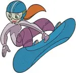 Kim Possible Action Poses Snowboarding And With Her Family Group Shot Team - Filled Embroidery Design - 3516
