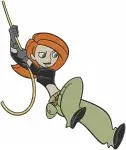 Kim Possible Action Poses Snowboarding And With Her Family Group Shot Team - Filled Embroidery Design - 3517