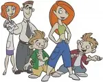 Kim Possible Action Poses Snowboarding And With Her Family Group Shot Team - Filled Embroidery Design - 3518