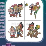 Disney Jake Never Land Pirates Jake Izzy Cubby Smee Skully Group Adventures Designs - Filled Embroidery Design - Instant Download
