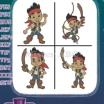 Jake And The Never Land Pirates Jake Various Action Poses With Sword Spyglass - Filled Embroidery Design - Instant Download