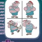 Jake And The Never Land Pirates Mr Smee Various Poses With Paintbrush Character - Filled Embroidery Design - Instant Download