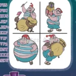 Jake And The Never Land Pirates Mr Smee Playing Drums With Presents Floating - Filled Embroidery Design - Instant Download