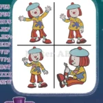 Jojos Circus Jojo Tickle Clown Various Action And Standing Character Poses - Filled Embroidery Design - Instant Download
