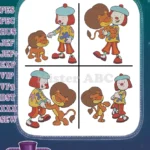 Jojos Circus Jojo Tickle Clown And Goliath The Lion Interactive Friendship Poses - Filled Embroidery Design - Instant Download