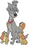 Lady And The Tramp - Lady Tramp And Scamp Puppy - Family Poses And Love - Disney Dogs - Filled Embroidery Design - 3559