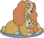 Lady And The Tramp - Lady Tramp And Scamp Puppy - Family Poses And Love - Disney Dogs - Filled Embroidery Design - 3560