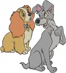 Lady And The Tramp - Tramp And Scamp Father Son Poses - Mischievous Dog Duo - Disney Canine - Filled Embroidery Design - 3563