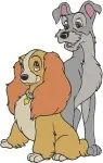 Lady And The Tramp - Tramp And Scamp Father Son Poses - Mischievous Dog Duo - Disney Canine - Filled Embroidery Design - 3564