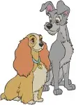 Lady And The Tramp - Tramp And Scamp Father Son Poses - Mischievous Dog Duo - Disney Canine - Filled Embroidery Design - 3565