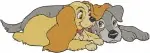Lady And The Tramp - Lady And Tramp With Puppy Scamp - Loving Dog Family - Disney Characters - Filled Embroidery Design - 3566