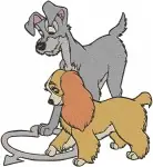 Lady And The Tramp - Lady And Tramp With Puppy Scamp - Loving Dog Family - Disney Characters - Filled Embroidery Design - 3569