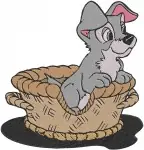 Lady And The Tramp - Lady - Scamp In Basket - Jock And Trusty Friends - Classic Dog Pack - Filled Embroidery Design - 3580