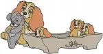 Lady And The Tramp - Puppies Bath Time - Tony Accordion - Joe Cooking - Restaurant Crew - Filled Embroidery Design - 3598