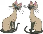 Lady And The Tramp - Si And Am The Siamese Cats - Mischievous Feline Duo - Disney Villains - Filled Embroidery Design - 3619