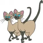 Lady And The Tramp - Si And Am The Siamese Cats - Mischievous Feline Duo - Disney Villains - Filled Embroidery Design - 3620