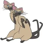 Lady And The Tramp - Si And Am The Siamese Cats - Mischievous Feline Duo - Disney Villains - Filled Embroidery Design - 3621