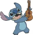 Lilo And Stitch - Stitch Hawaiian Elvis Guitar And Hula Dance - Alien Fun Poses - Disney Character - Filled Embroidery Design - 3633