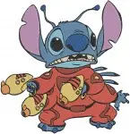 Lilo And Stitch - Stitch Hawaiian Elvis Guitar And Hula Dance - Alien Fun Poses - Disney Character - Filled Embroidery Design - 3634