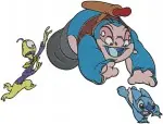 Lilo And Stitch - Stitch And Angel With Flower Lei - Gantu - Hamsterviel - Ohana And Experiments - Filled Embroidery Design - 3644
