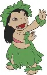 Disney Lilo Stitch Lilo Hula Dancing Hawaiian Outfits Traditional Dance Collection - Filled Embroidery Design - 3657