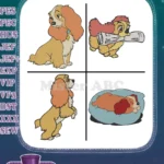 Lady And The Tramp - Lady And Scamp Son Playing Accordion - Mother Son Moments - Disney Dogs - Filled Embroidery Design - Instant Download