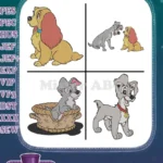 Lady And The Tramp - Lady - Scamp In Basket - Jock And Trusty Friends - Classic Dog Pack - Filled Embroidery Design - Instant Download