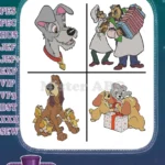 Lady And The Tramp - Tony And Joe Restaurant Scene - Lady Tramp Puppies Christmas Gifts - Filled Embroidery Design - Instant Download