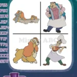 Lady And The Tramp - Puppies Bath Time - Tony Accordion - Joe Cooking - Restaurant Crew - Filled Embroidery Design - Instant Download