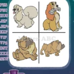 Disney Dogs - Lady With Bone Landt - Trusty Landt - Georgette Oliver And Co - Canine Friends - Filled Embroidery Design - Instant Download