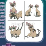 Lady And The Tramp - Si And Am The Siamese Cats - Mischievous Feline Duo - Disney Villains - Filled Embroidery Design - Instant Download