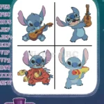 Lilo And Stitch - Stitch Hawaiian Elvis Guitar And Hula Dance - Alien Fun Poses - Disney Character - Filled Embroidery Design - Instant Download