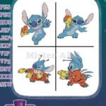 Lilo And Stitch - Stitch Superhero Experiment Form And Ray Gun Action Poses - Alien Adventures - Filled Embroidery Design - Instant Download