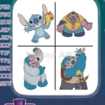 Lilo And Stitch - Stitch Ice Cream - Captain Gantu - Dr Hamsterviel With Stitch - Villains And Hero - Filled Embroidery Design - Instant Download