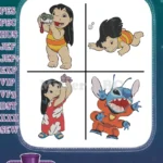 Disney Lilo Stitch Lilo With Camera Swimming Stitch Alien Form Surfing - Filled Embroidery Design - Instant Download