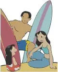 Disney Lilo Stitch Nani Surfing Cobra Bubbles Family Bath Time Daily Life Set - Filled Embroidery Design - 3680