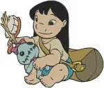 Disney Lilo Stitch Nani Holding Stitch Lilo With Scrump Doll Baby Carrier Collection - Filled Embroidery Design - 3686