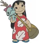 Disney Lilo Stitch Nani Surfing Lilo With Scrump Bag Friends Together - Filled Embroidery Design - 3691