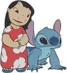 Disney Lilo Stitch Lilo Playing Ukulele Hugging Stitch Best Friends Forever - Filled Embroidery Design - 3695