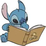 Disney Lilo Stitch Cute Poses Nani Reading Stitch With Book Red Crab Alien Designs - Filled Embroidery Design - 3727